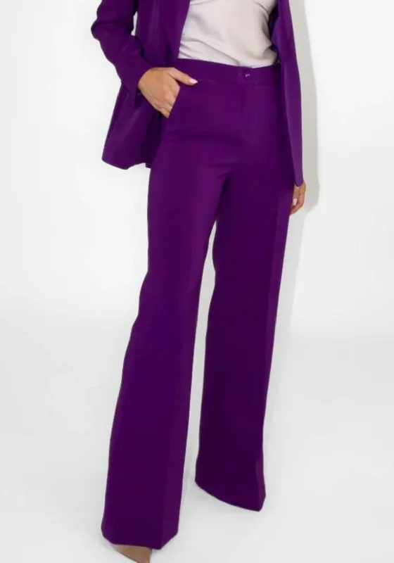 Kate & Pippa Palermo Wide Leg Trousers, Purple Trousers Floral Bohemian