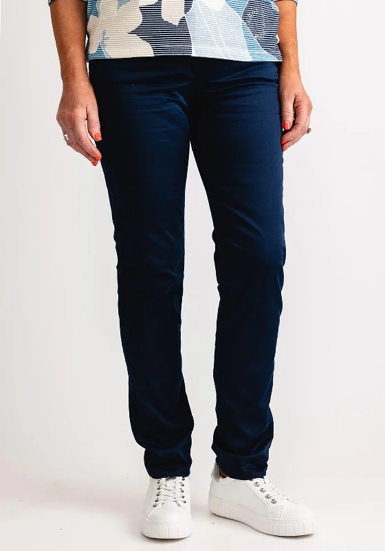 Olsen Mona Slim Leg Trousers, Navy Trousers Harem Relaxed Fit