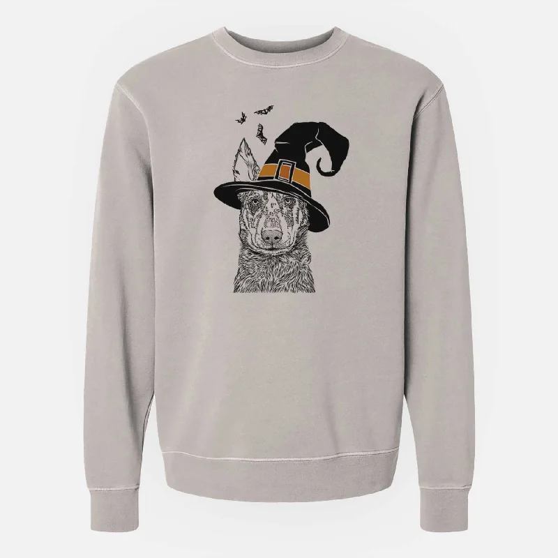 Witch Riggs the Beauceron - Unisex Pigment Dyed Crew Sweatshirt Hoodie with Bell Sleeves Flared Feminine
