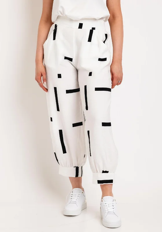 My Soul Contrast Print Relaxed Cuff Trousers, White & Black Trousers Bridal Satin