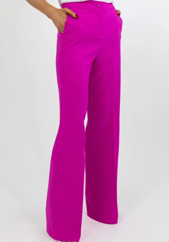 Kate & Pippa Palermo Wide Leg Trousers, Magenta Trousers Velvet Soft