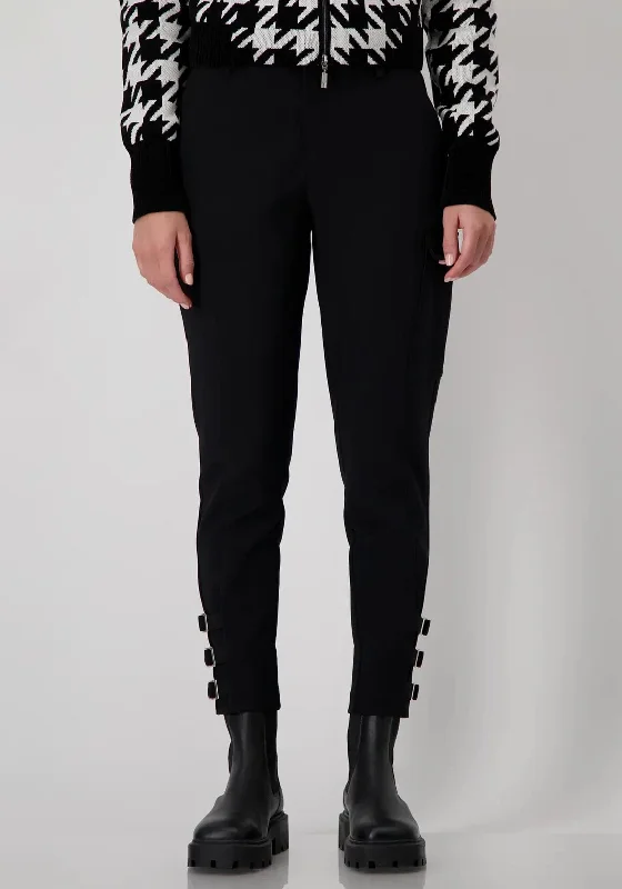 Monari Cargo Buckle Detail Trousers, Black Trousers stylish modern