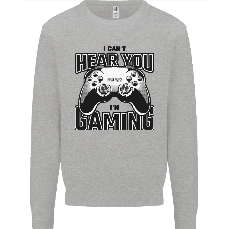 I Can't Hear You Im Gaming Funny Gamer Mens Sweatshirt Jumper Hoodie with Emblem Brand Identity
