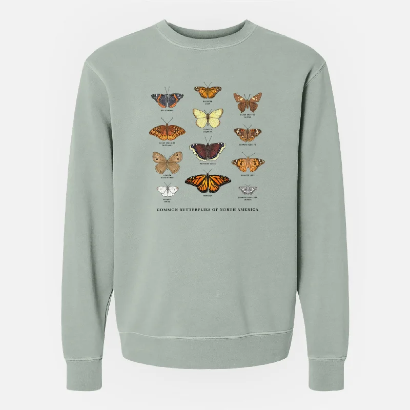 Common Butterflies of North America - Unisex Pigment Dyed Crew Sweatshirt Hoodie with Ribbed Neckline Snug Warm