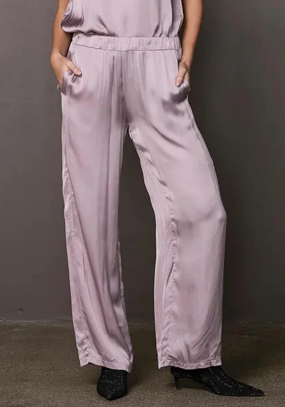 NU Denmark Valina Satin Trousers, Dusty Purple Cropped Trousers Casual Linen