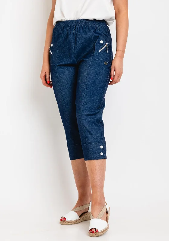 Natalia Collection Slim Leg Cropped Trousers, Denim Trousers chic fashionable