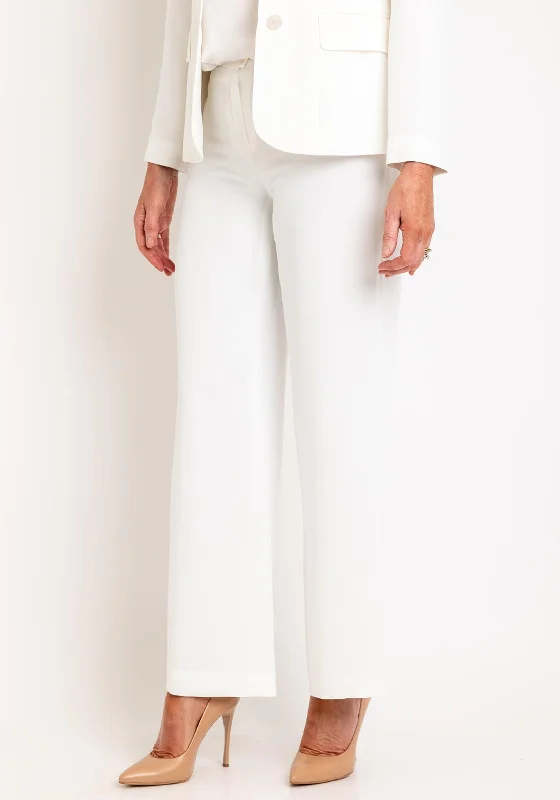Christina Felix Wide Leg Trousers, White Trousers Silk Elegant