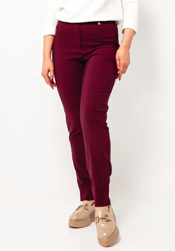 Robell Marie Full Length Slim Leg Trousers, Wine Trousers Recommended Stylist