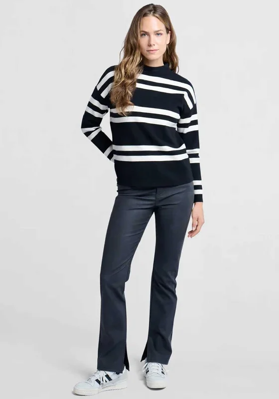 Yaya Long Split Hem Faux Leather Trousers, Dark Grey Trousers Capri Summer