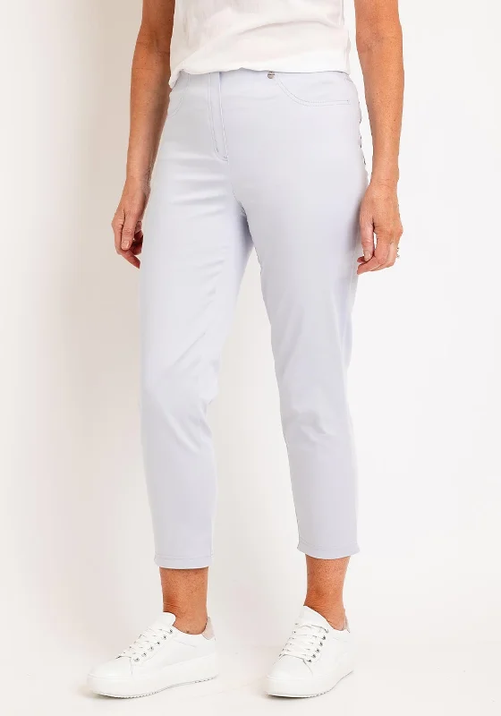 Robell Bella 09 Slim Cropped Trousers, Light Grey Trousers Plaid Checkered