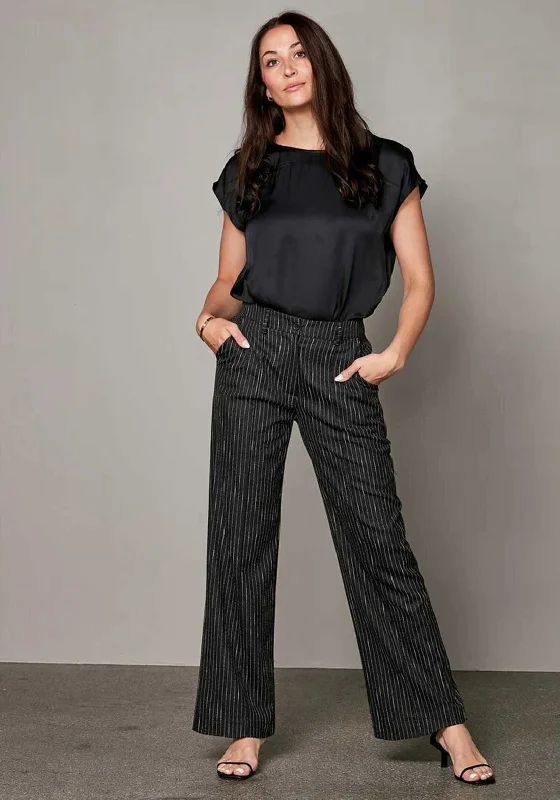 Nu Denmark Wide Leg Pinstripe Trousers, Charcoal Grey Trousers Canvas Durable