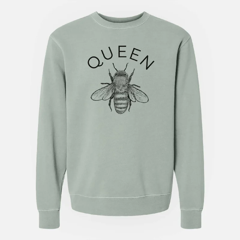 Queen Bee - Unisex Pigment Dyed Crew Sweatshirt Hoodie with Elastic Waist Stretchable Comfortable