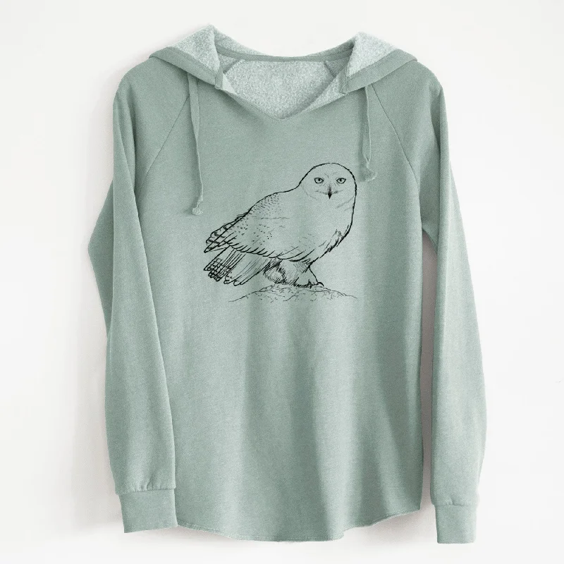 Snowy Owl - Bubo scandiacus - Cali Wave Hooded Sweatshirt Hoodie with Elastic Cuffs Stretchable Comfortable
