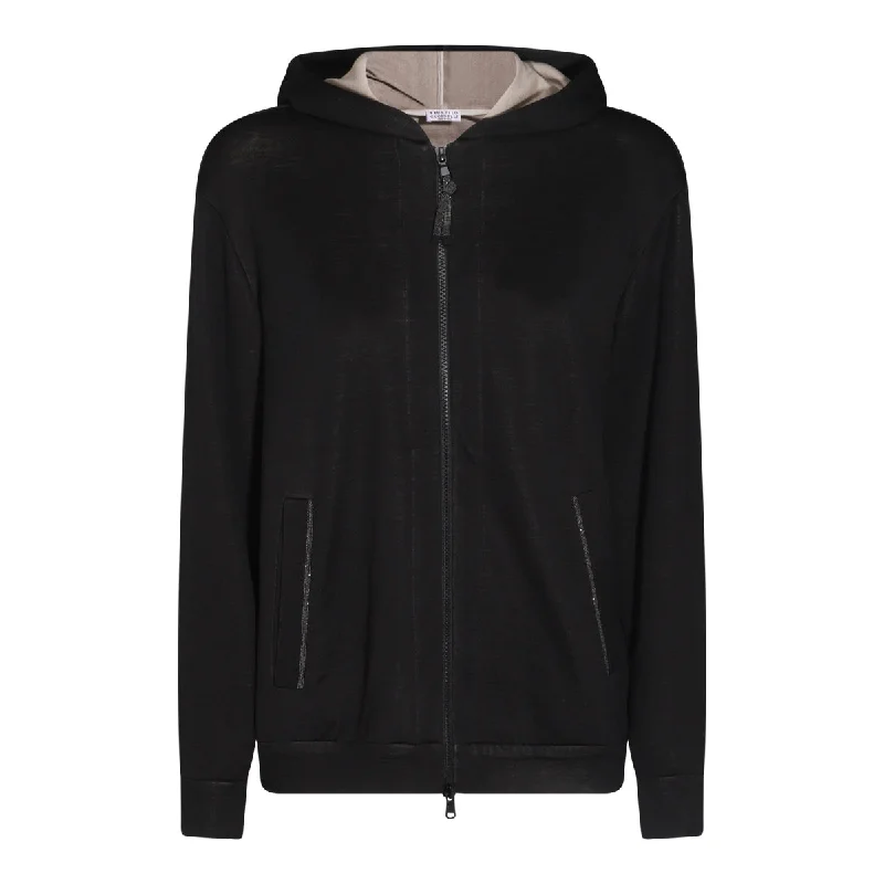 Brunello Cucinelli Sweaters Black Polka Dot Checkered Tartan