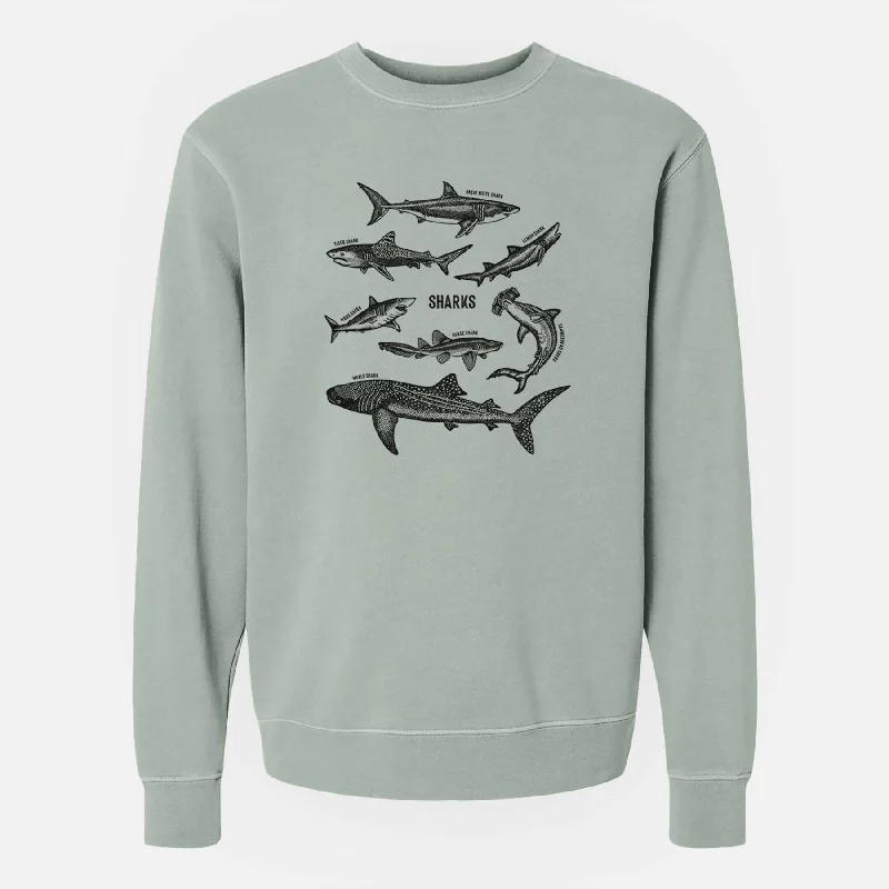 Shark Chart - Unisex Pigment Dyed Crew Sweatshirt Hoodie with Double Zipper Versatile Adjustable