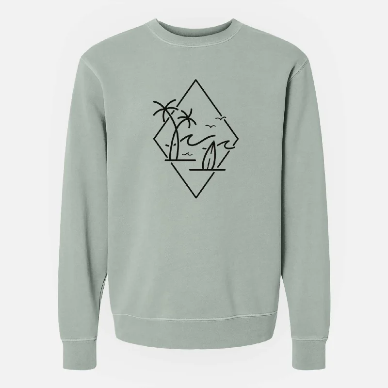 Summer Surf Diamond - Unisex Pigment Dyed Crew Sweatshirt Hoodie with Raglan Sleeves Sporty Comfortable
