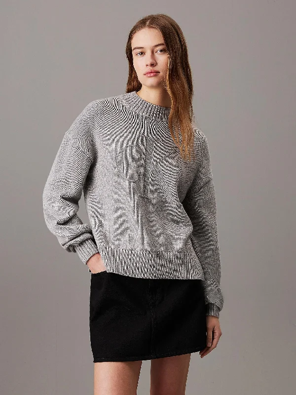 Γυναικεία μπλούζα πλεκτή CK INTARSIA LOOSE SWEATER J20J224224P41 | J20J224224P41 Satin Fabric Silk Fabric Chiffon Fabric