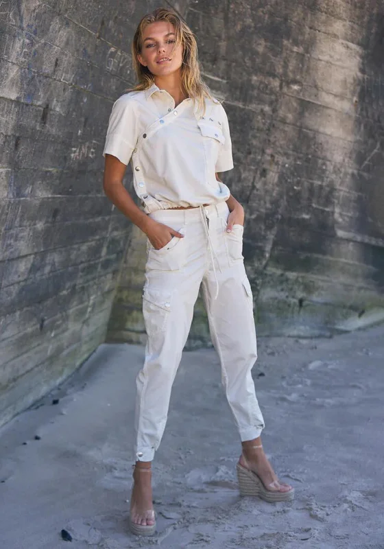 Nu Denmark Tayla Cargo Pocket Slim Leg Trousers, Crème Trousers Brand Named