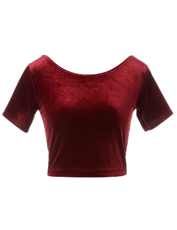Label Velvet Low Back Crop Top Knit Fabric Woven Fabric Fleece Fabric