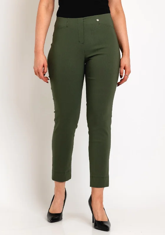 Robell Rose 09 Ankle Grazer Trousers, Green Trousers Harem Relaxed Fit