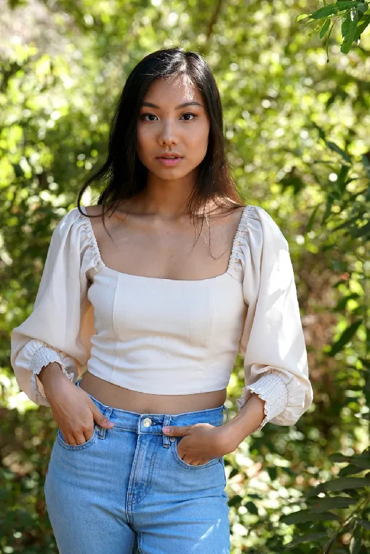 Liv Crop Top | Solid Asymmetrical Pockets Print