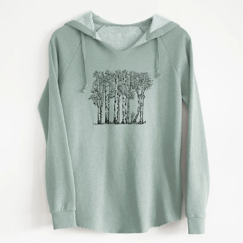 Quaking Aspens - Populus tremuloides - Cali Wave Hooded Sweatshirt Hoodie with Zipper Placket Modern Functional