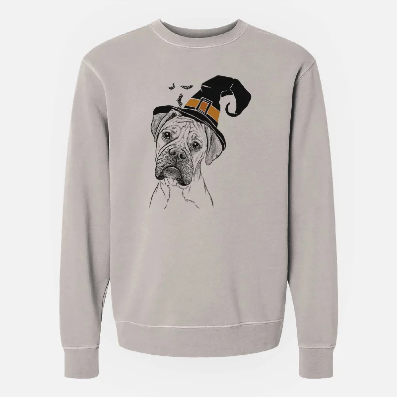 Witch Reuby the Boxer - Unisex Pigment Dyed Crew Sweatshirt Hoodie with Zipper Placket Modern Functional