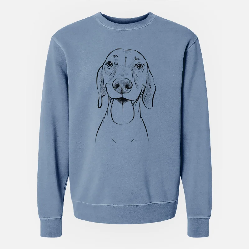 Bare Remington the Vizsla - Unisex Pigment Dyed Crew Sweatshirt Hoodie with Tie-Dye Psychedelic Retro