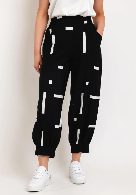 My Soul Contrast Print Relaxed Cuff Trousers, Black & White Trousers Ceremony Elegant