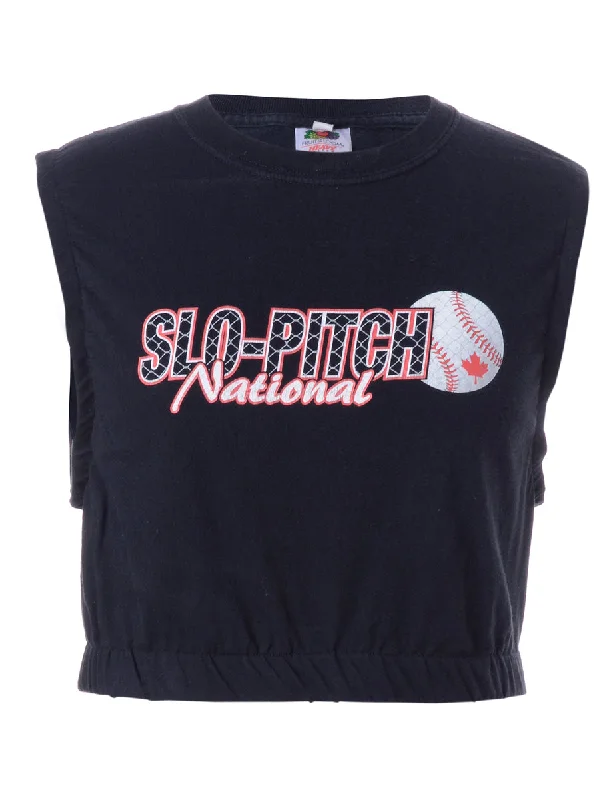 Label Sonia Sports Crop Top Notch Collar Peter Pan Collar Cowl Neck