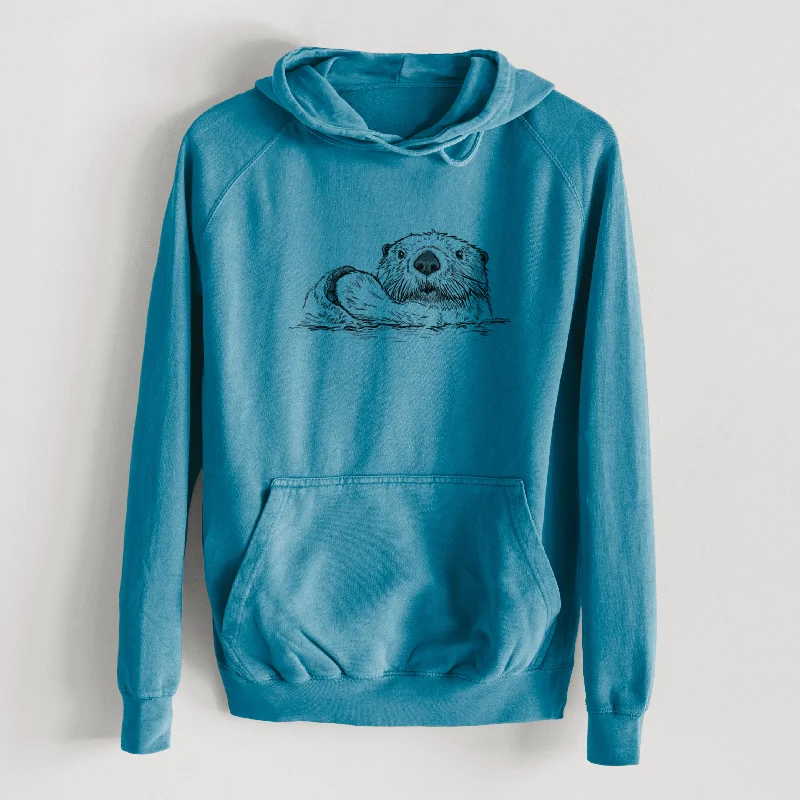 Northern Sea Otter - Enhydra lutris kenyoni  - Mid-Weight Unisex Vintage 100% Cotton Hoodie Hoodie with Strings Custom Fit Adjustable