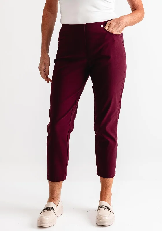 Robell Bella 09 Slim Leg Trousers, Wine Trousers Pleated Formal