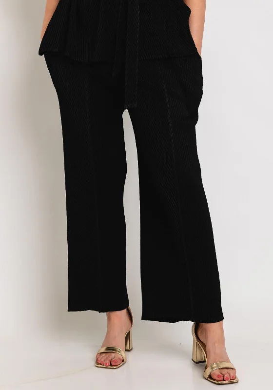 Thanny Crepe Wide Leg Trousers, Black Trousers Harem Relaxed Fit