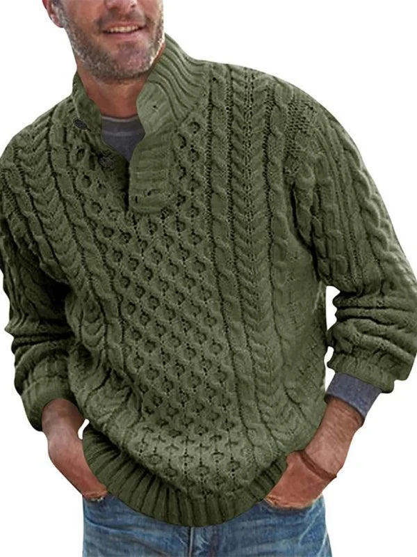Turtle Collar Knitted Men Sweater Fitted Loose Oversized