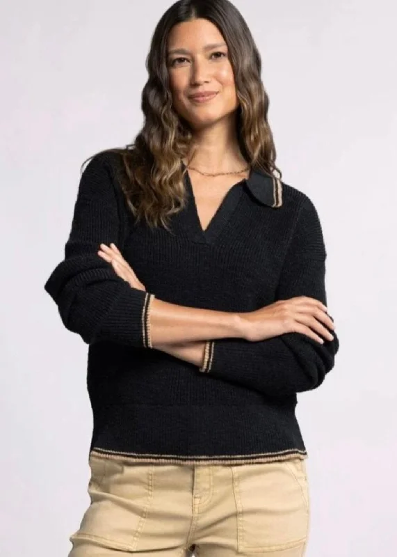 tipped polo rib sweater Polka Dot Checkered Tartan