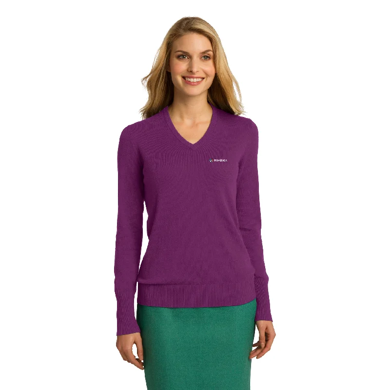 Port Authority Ladies V-Neck Sweater Chenille Brocade Lace
