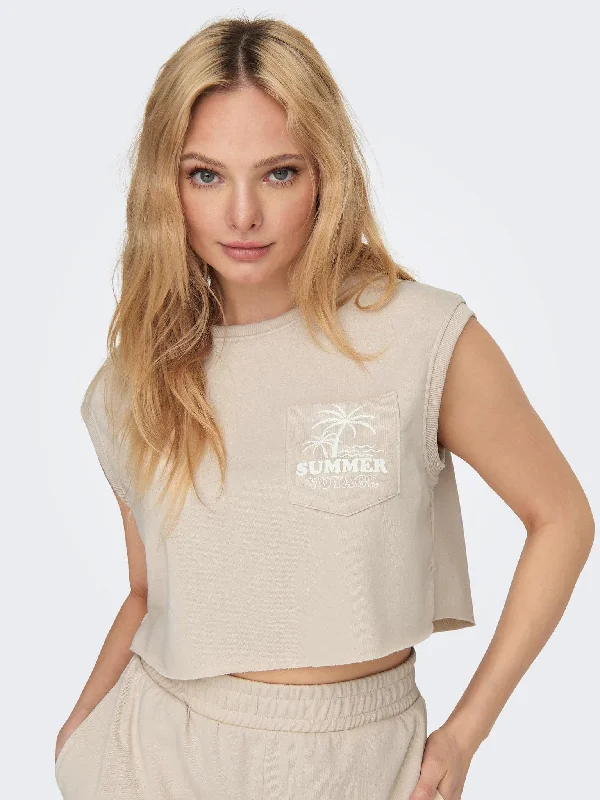 Γυναικείο crop top ONLVERA S/L VOYAGE O-NECK 15297354 | 15297354 Cozy Warm Stylish