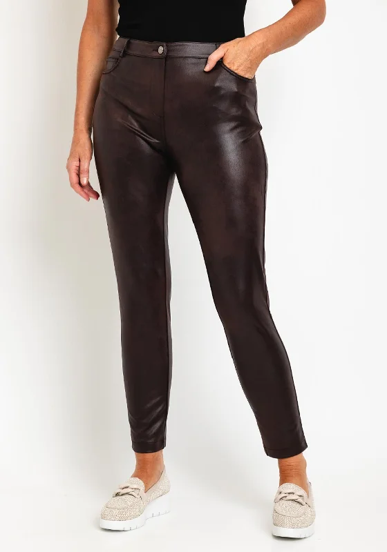 Eva Kayan Faux Leather Skinny Trouser, Deep Brown Trousers Canvas Durable