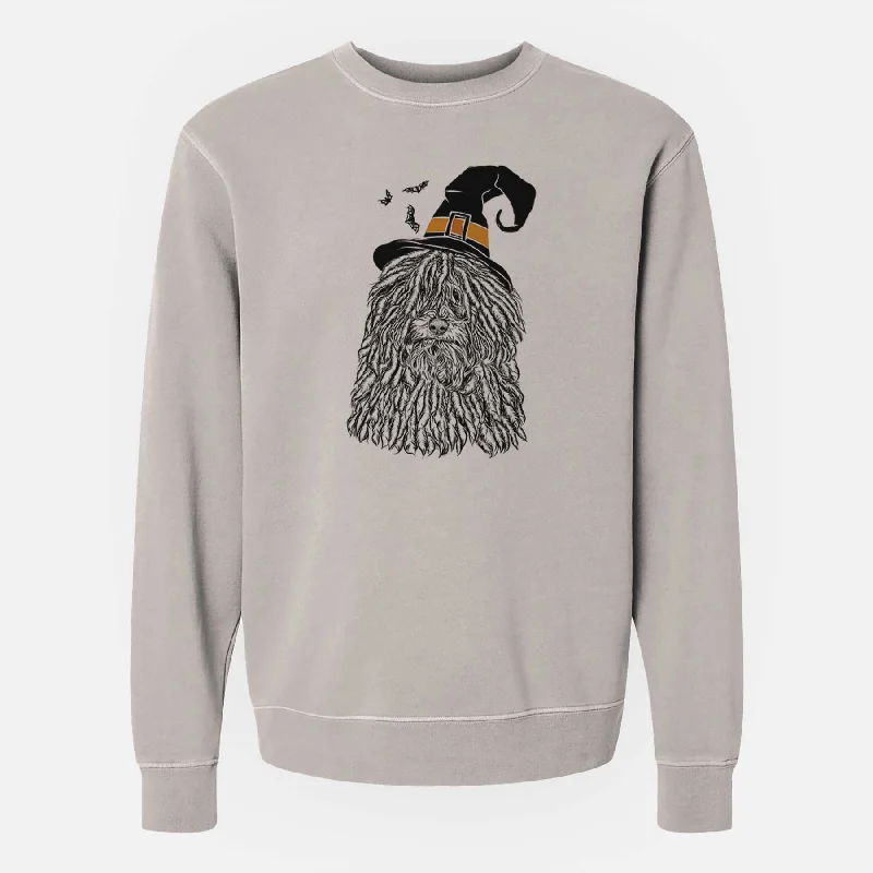 Witch Rezi the Puli - Unisex Pigment Dyed Crew Sweatshirt Hoodie with Neon Bright Vibrant