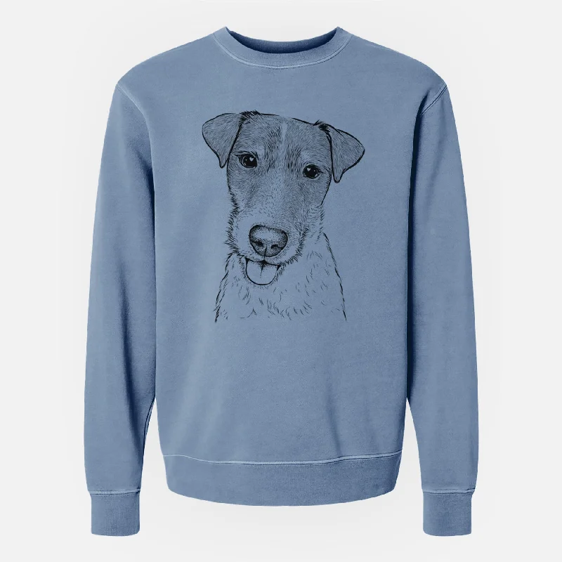 Bare Rider the Parson Russell Terrier - Unisex Pigment Dyed Crew Sweatshirt Hoodie with Tied Waist Feminine Flattering