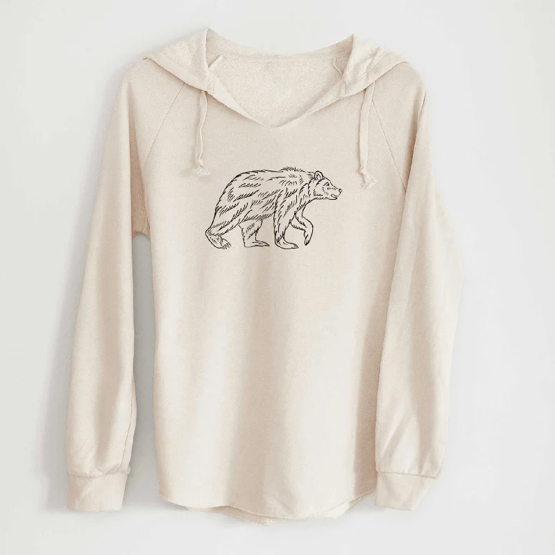 Brown Bear - Cali Wave Hooded Sweatshirt Hoodie with Thumb Holes Functional Cozy