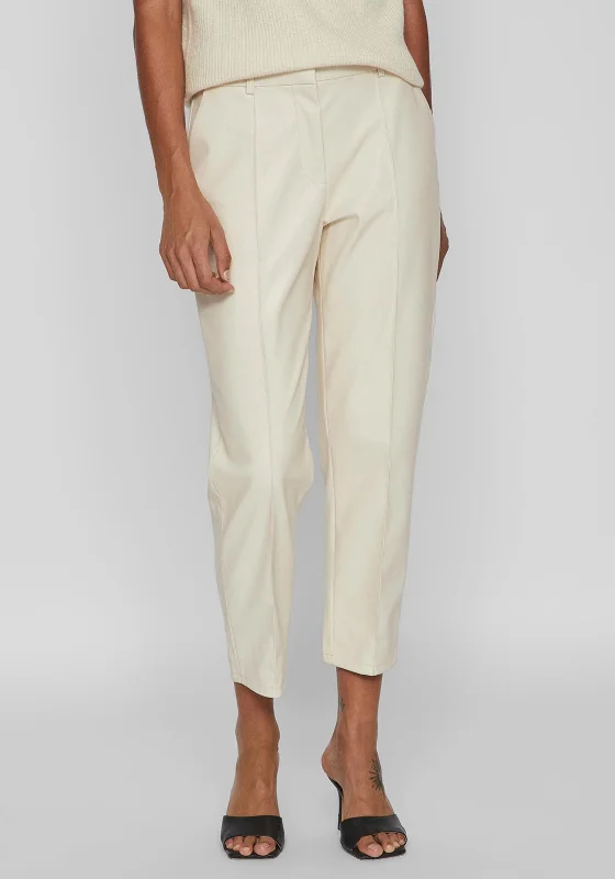 Vila Dagmar Slim Leg Coated Trouser, Birch Trousers sophisticated sleek