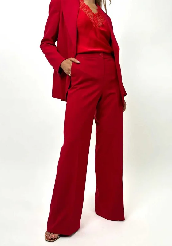 Kate & Pippa Palermo Wide Leg Trousers, Red Trousers Evening Elegant