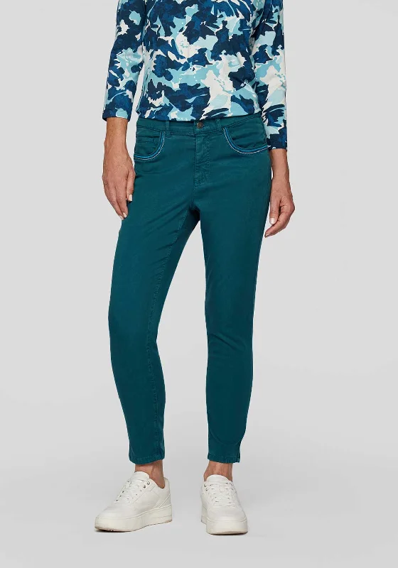 Rabe Sunny Soft Touch Skinny Trousers, Teal Blue Trousers trendy modern