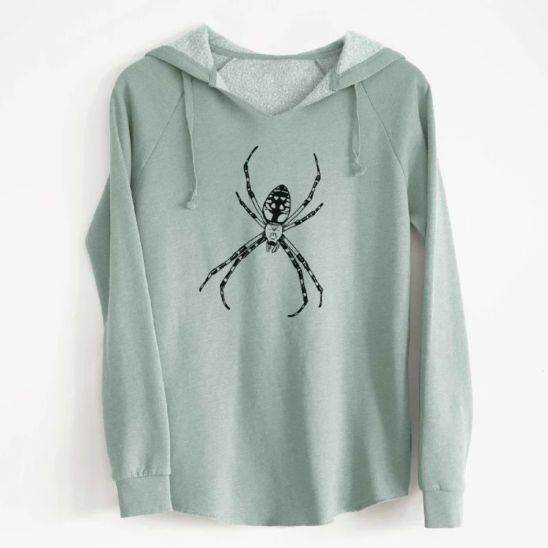 Argiope aurantia - Yellow Garden Spider - Cali Wave Hooded Sweatshirt Hoodie with Hem Raw Edge Edgy Unfinished