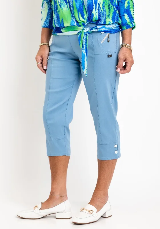Natalia Collection Slim Leg Cropped Trousers, Cornflower Blue Trousers fashionable trendy