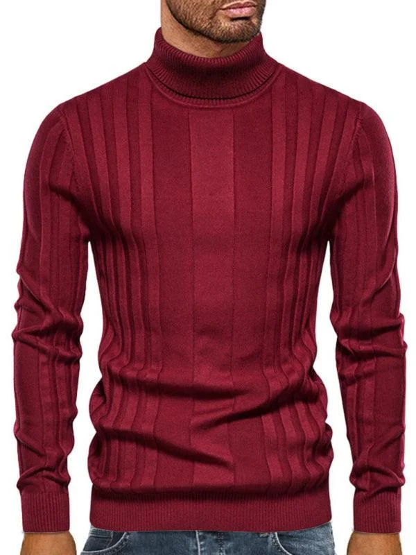 Casual Knitted Turtleneck Men Sweater Boat Neck Shawl Collar Notched Collar