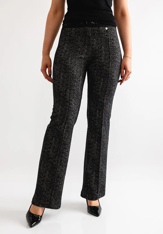 Robell Joella Knit Flare Leg Trousers, Black Trousers cozy soft