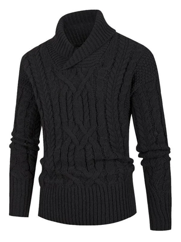 Twist V-Neck Men Pullover Sweater Handmade Hand-knitted Hand-woven