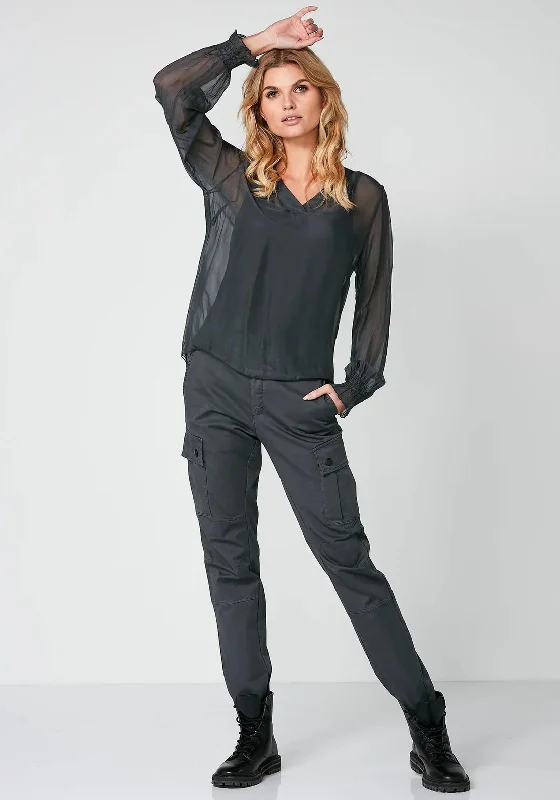 Nu Denmark Rinna Slim Leg Cargo Trouser, Dark Grey Trousers sophisticated sleek